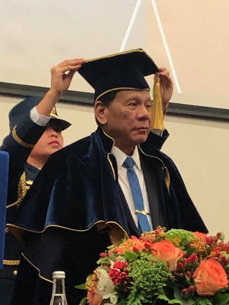 President Rodrigo Duterte receives honorary doctorate degree in Moscow, Russia.