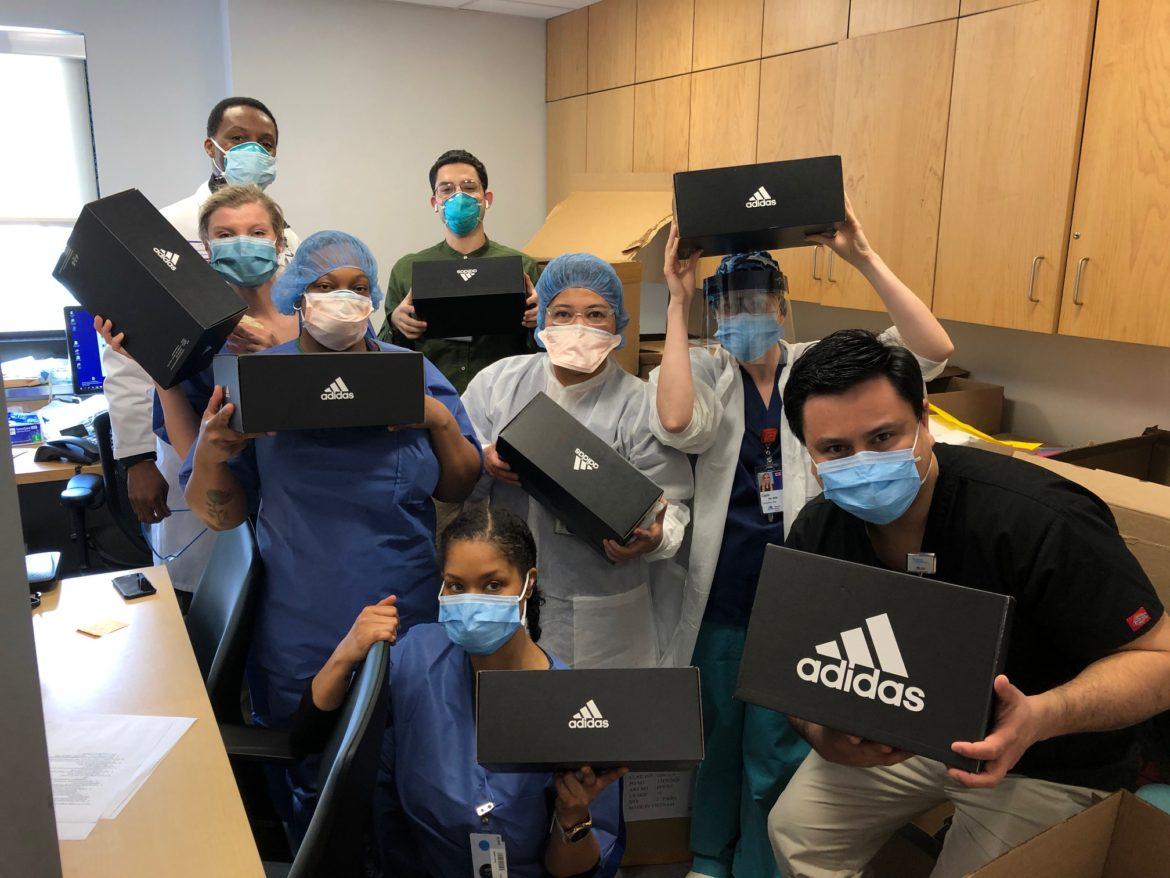 Adidas sent sneakers to COVID-19 frontliners in New York hospital
